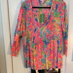 LILLY PULITZER “palm beach coral” DAYLEN tunic NWT x-large